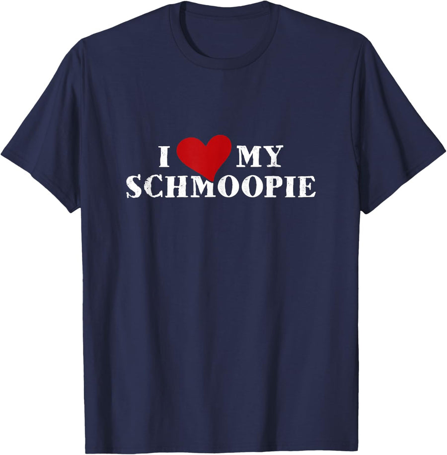 Schmoopie Boyfriend and Girlfriend T-Shirt T-Shirt - Navy Blue