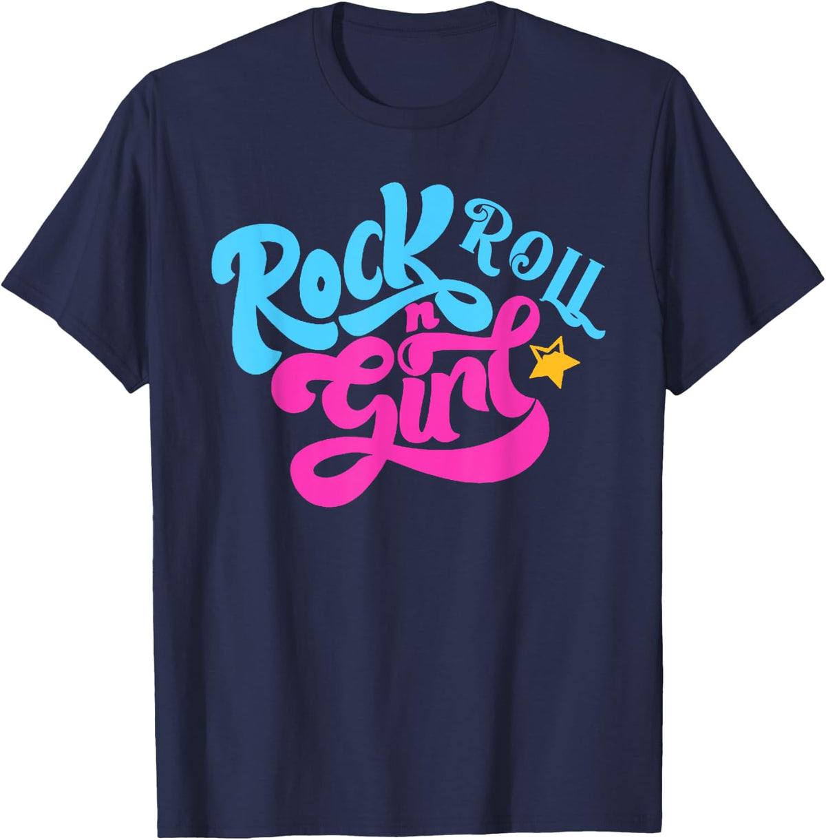 Rock N Roll Girl Ocean Fish Halloween Costumes Group Family T-Shirt - Navy Blue