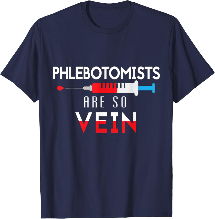 Funny Phlebotomist Blood Lab T-Shirt Phlebotomy Tech Gift T-Shirt - Navy Blue