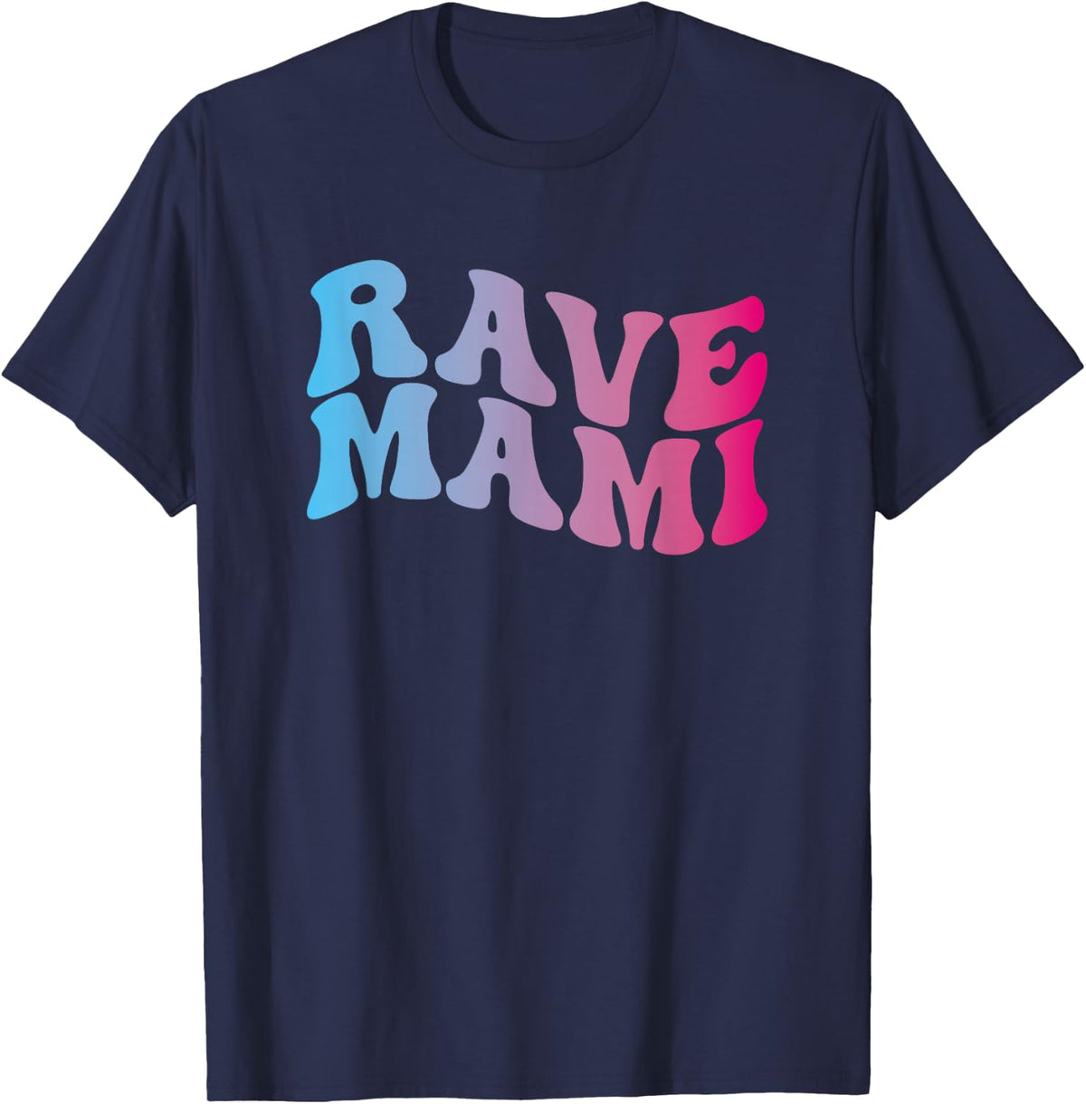 Rave Mami - EDM Music Festival Raver Mama Mother Groovy T-Shirt - Navy Blue
