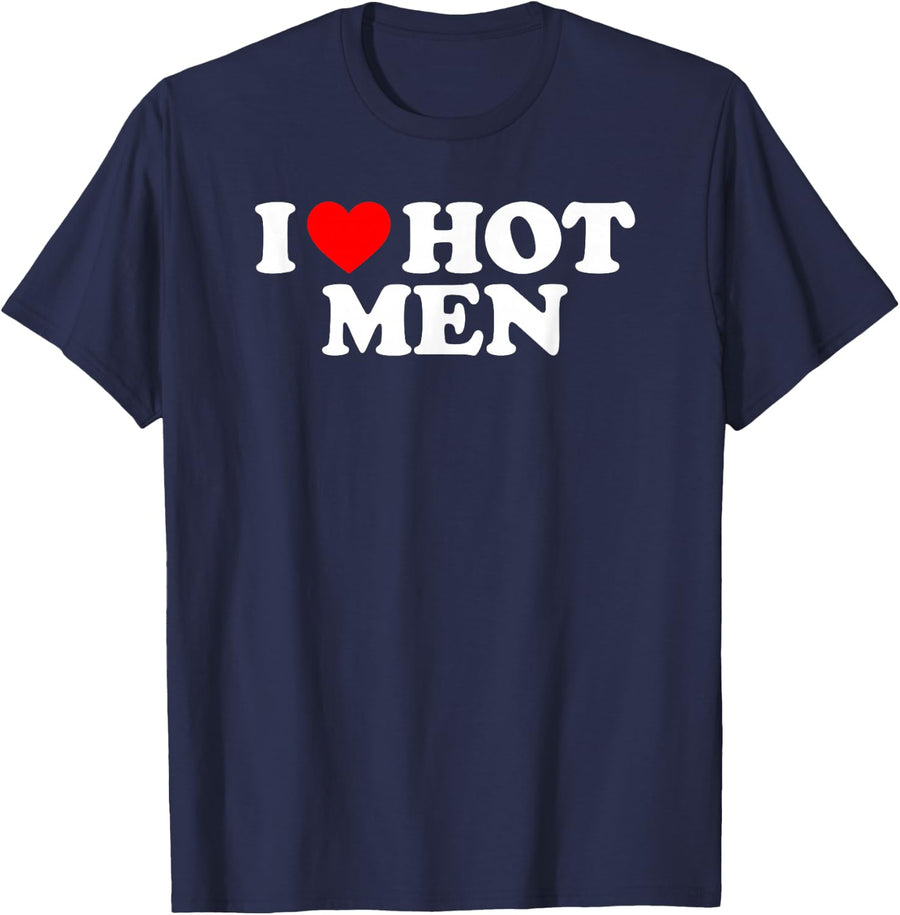 I Love Hot Men T-Shirt - Navy Blue
