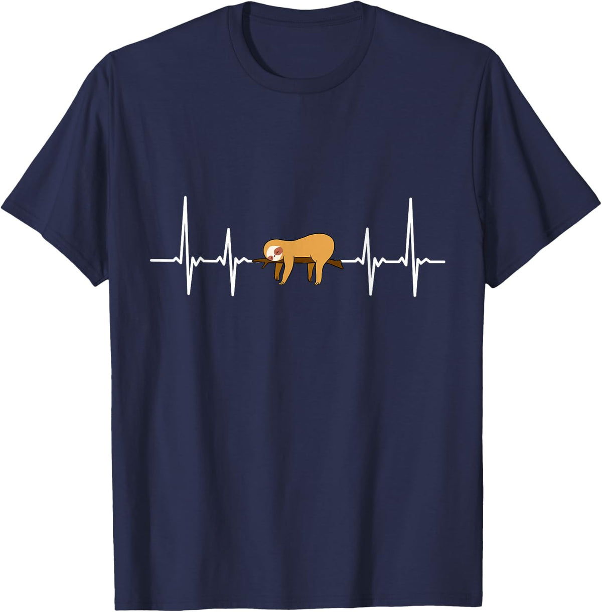 Sloth Heartbeat Sloth Lover T-Shirt - Navy Blue