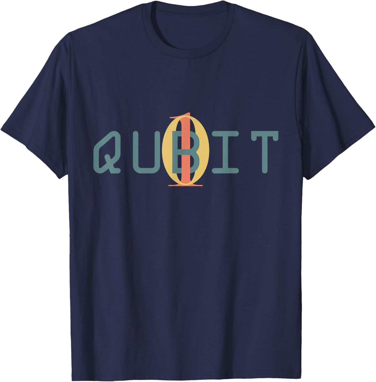 Qubit Quantum Entanglement Gift - Quantum Computer Physics T-Shirt - Navy Blue