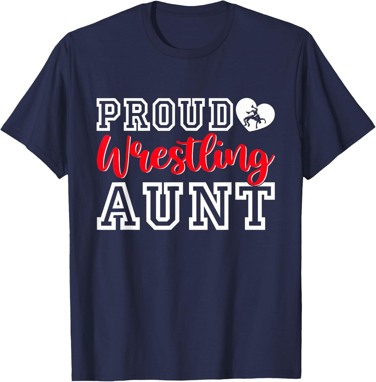 Cute Proud Wrestling Aunt Mother's Day Christmas T-Shirt - Navy Blue