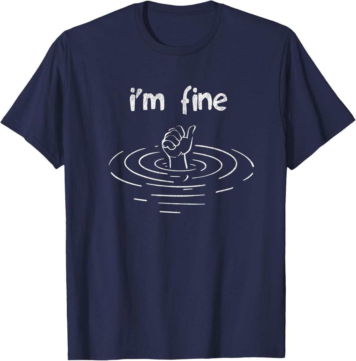 I'm Fine Thumbs Up Funny Sarcasm T-Shirt - Navy Blue