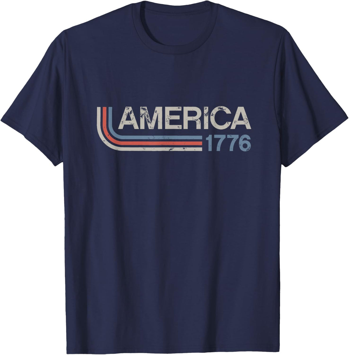 Vintage Stripes America 1776 Retro T-Shirt - Navy Blue