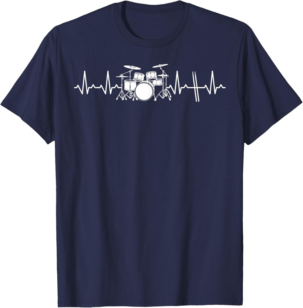 Drums Heartbeat Drumming Gifts for Drummers & Percussionists T-Shirt - Navy Blue