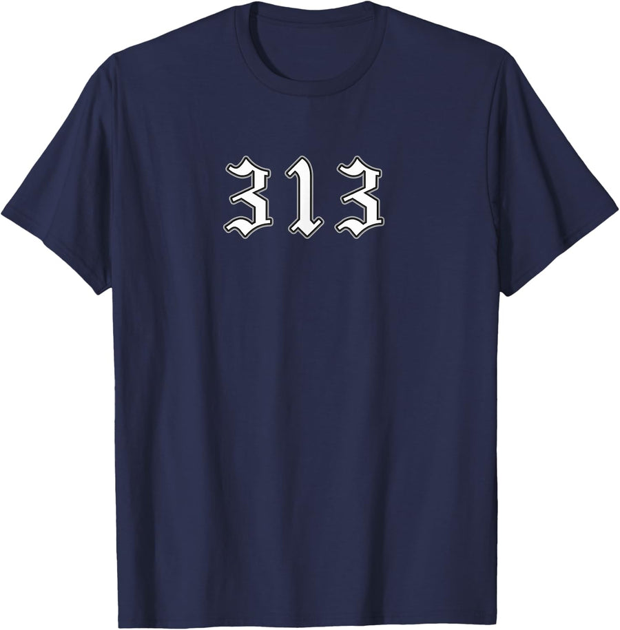 313 Area Code - Detroit Michigan Old School Shirt T-Shirt - Navy Blue