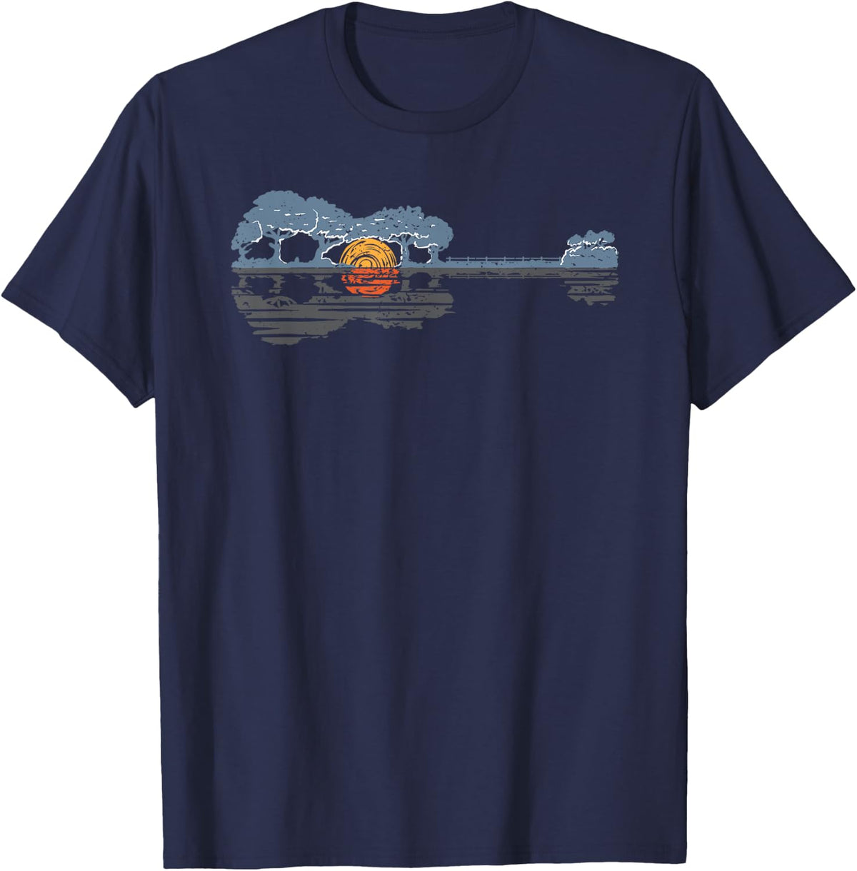 Guitar Gift: Moonrise Outdoor Musician for Man and Woman T-Shirt - Navy Blue