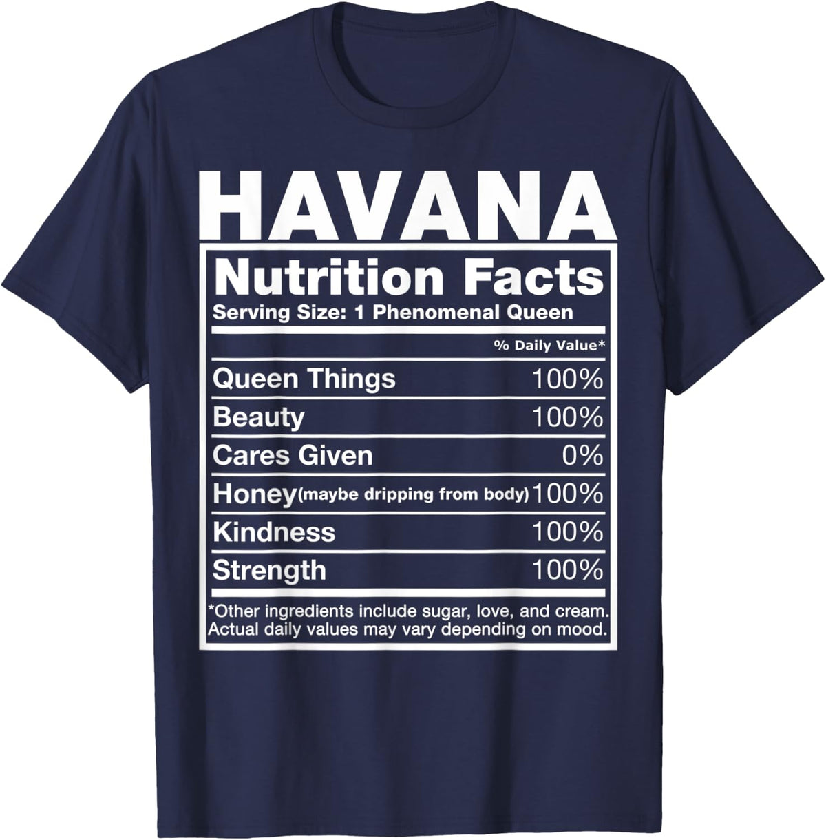 Havana Nutrition Facts T-Shirt Havana Name Birthday Shirt T-Shirt - Navy Blue