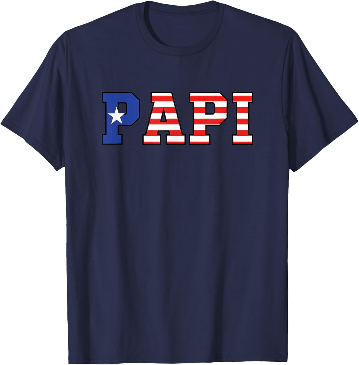 Papi Puerto Rican Flag Latino Hispanic Dad for Men T-Shirt - Navy Blue