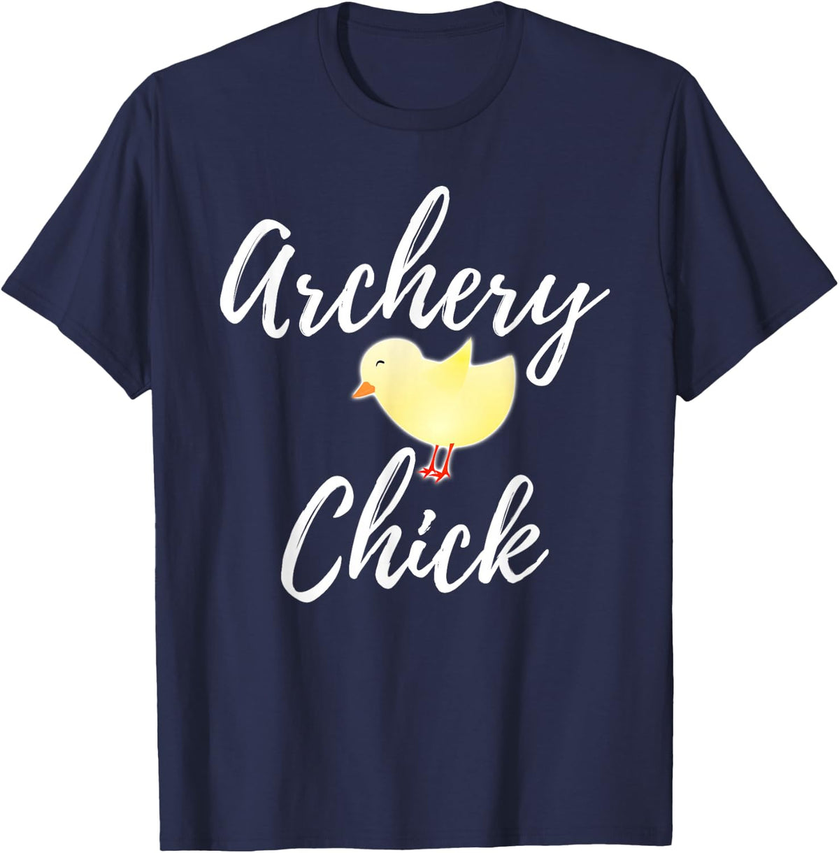 Archery Chick Funny Chicken Pun Sport Women and Girls T-Shirt - Navy Blue