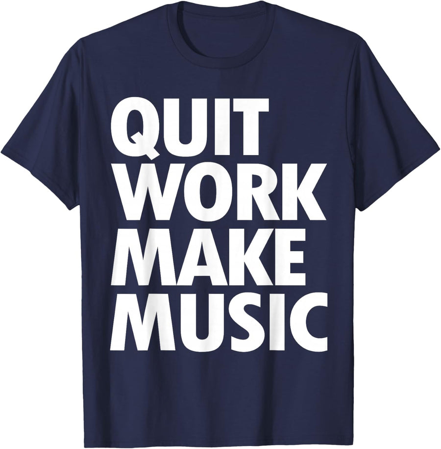 End Work Make Music Short Sleeve T-Shirt - Navy Blue