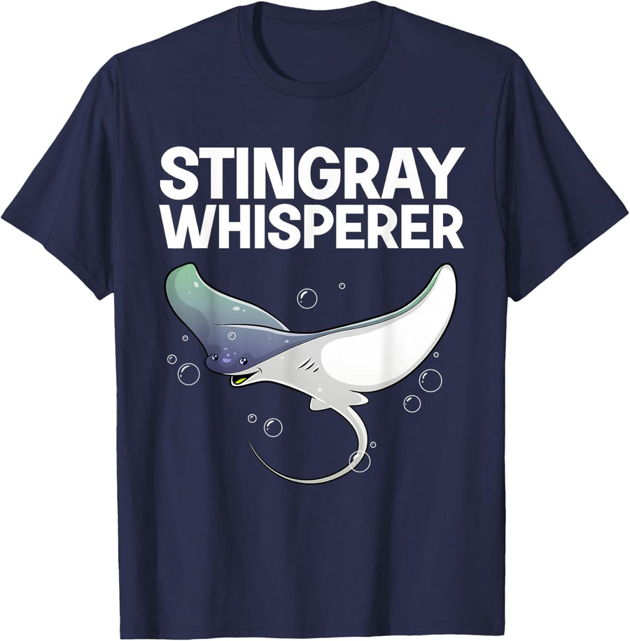 Cute Stingray Design For Men Women Kids Fish Stingray Lovers T-Shirt - Navy Blue
