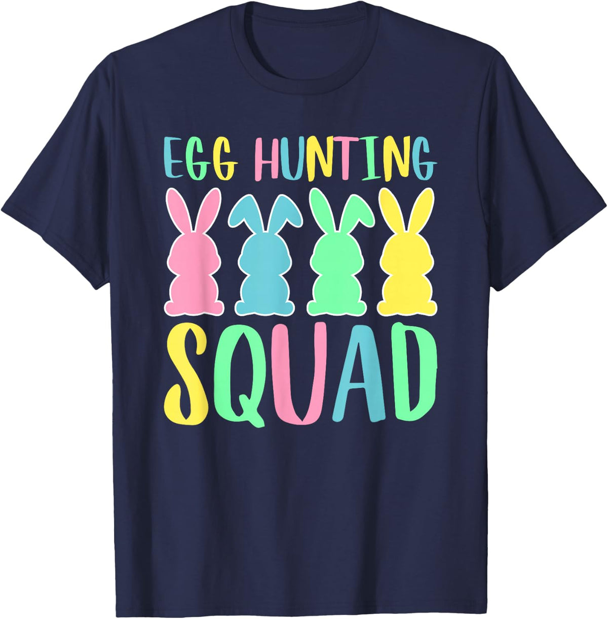 Egg Hunting Squad Family Matching Happy Easter Day T-Shirt - Navy Blue