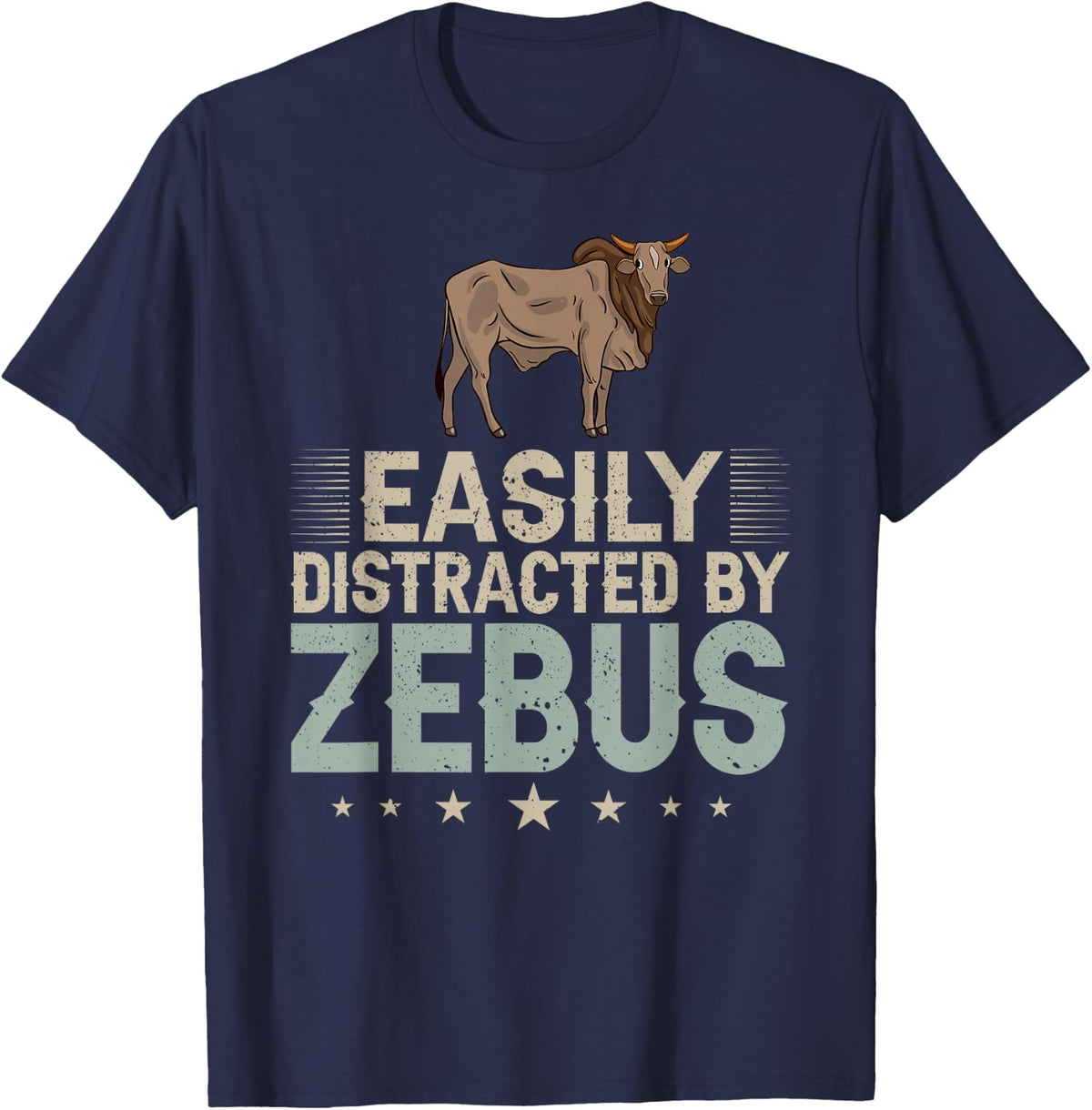 Funny Asian Animals Cattle T-Shirt - Navy Blue