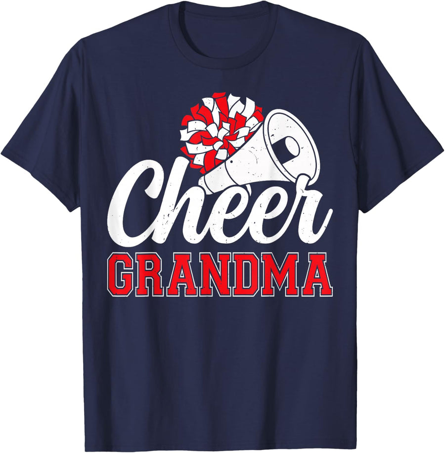 Cheer Grandma Cheerleading Proud Grandmother T-Shirt - Navy Blue