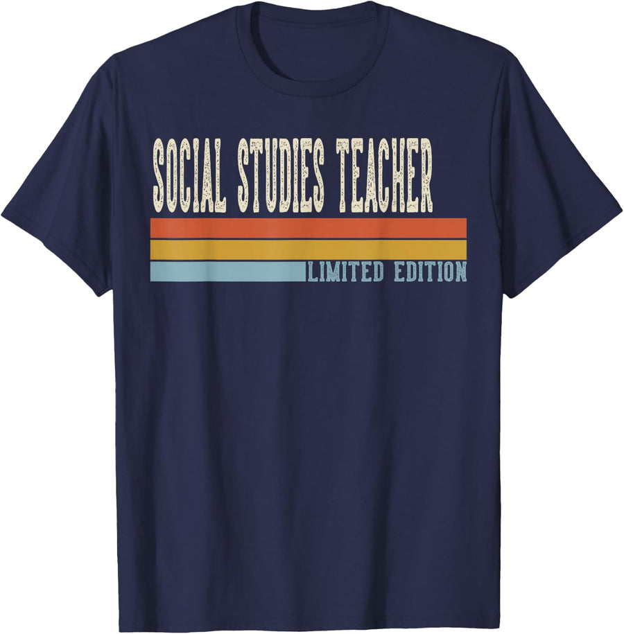 Social Studies Teacher Week Vintage Back to School Day T-Shirt - Navy Blue