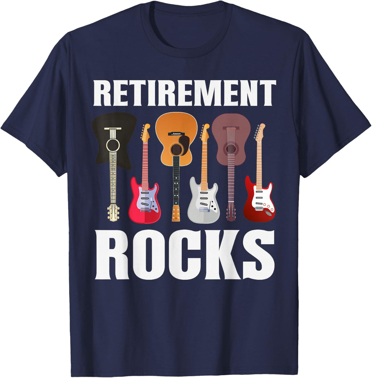 Funny Guitar Collector Retirement Rocks Guitarist Musician T-Shirt - Navy Blue