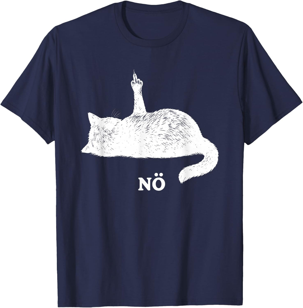 nö cat Middle Finger T-Shirt - Navy Blue