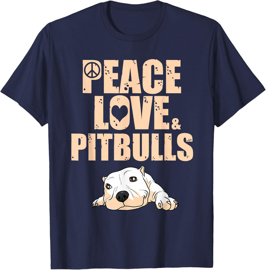 Funny Pitbull Rescue Adoption Men Women Boys Girls Gift T-Shirt - Navy Blue