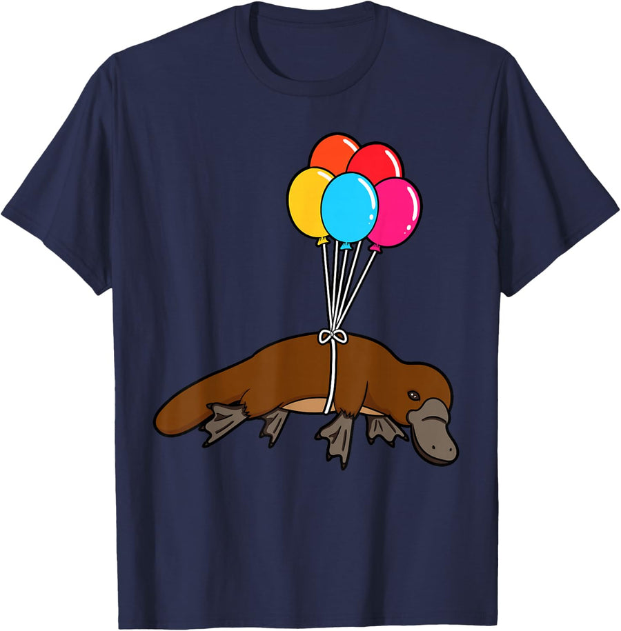 Platypus Balloon Duck-Billed Lover Zoologist Veterinarian T-Shirt - Navy Blue