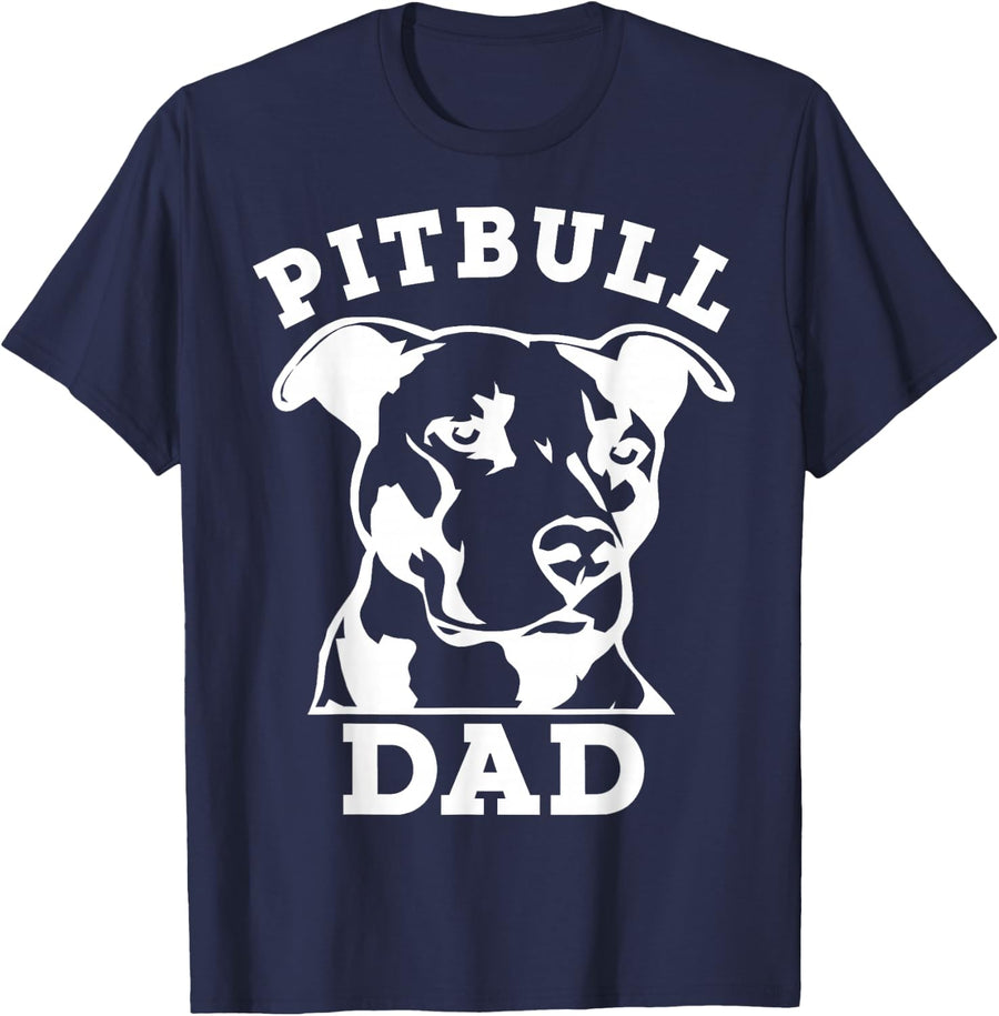Pit Bull Dad T-Shirt (pitbull tee shirt, pitbull owner) T-Shirt - Navy Blue