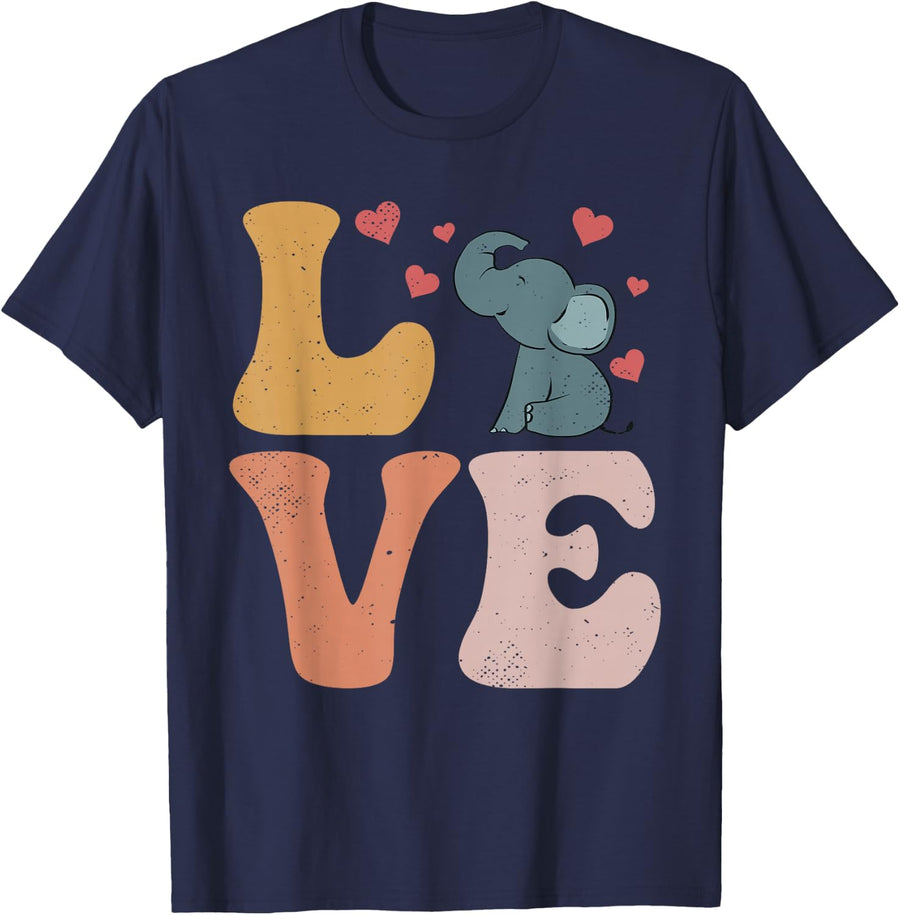 Elephant Love Safari T-Shirt - Navy Blue