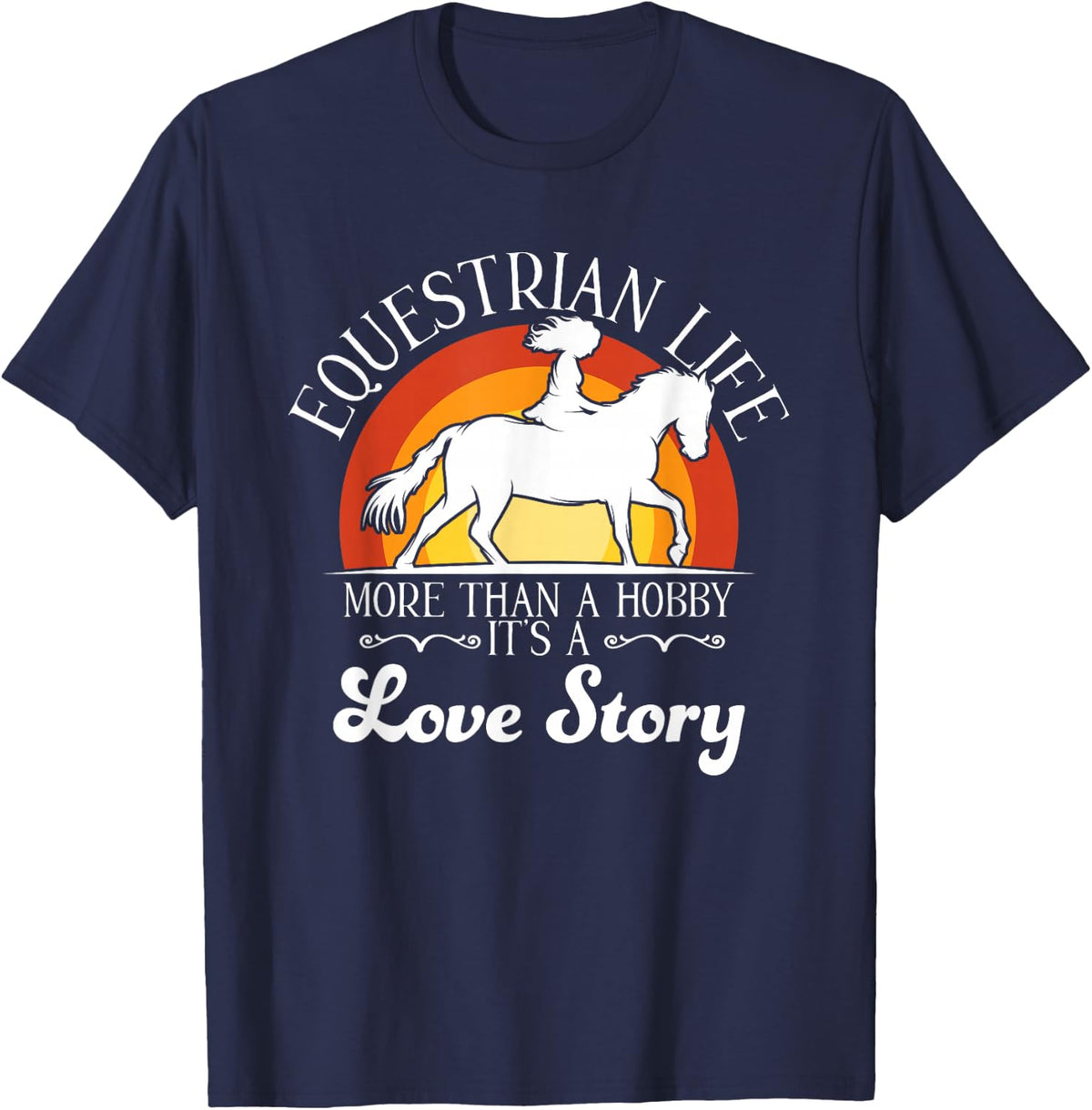 Horse Riding T-Shirt - Navy Blue