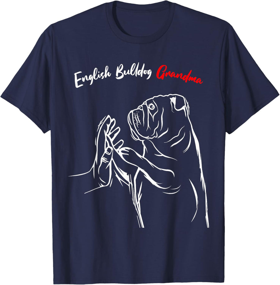 English Bulldog Grandma Dog Owner Lover Funny Women T-Shirt - Navy Blue