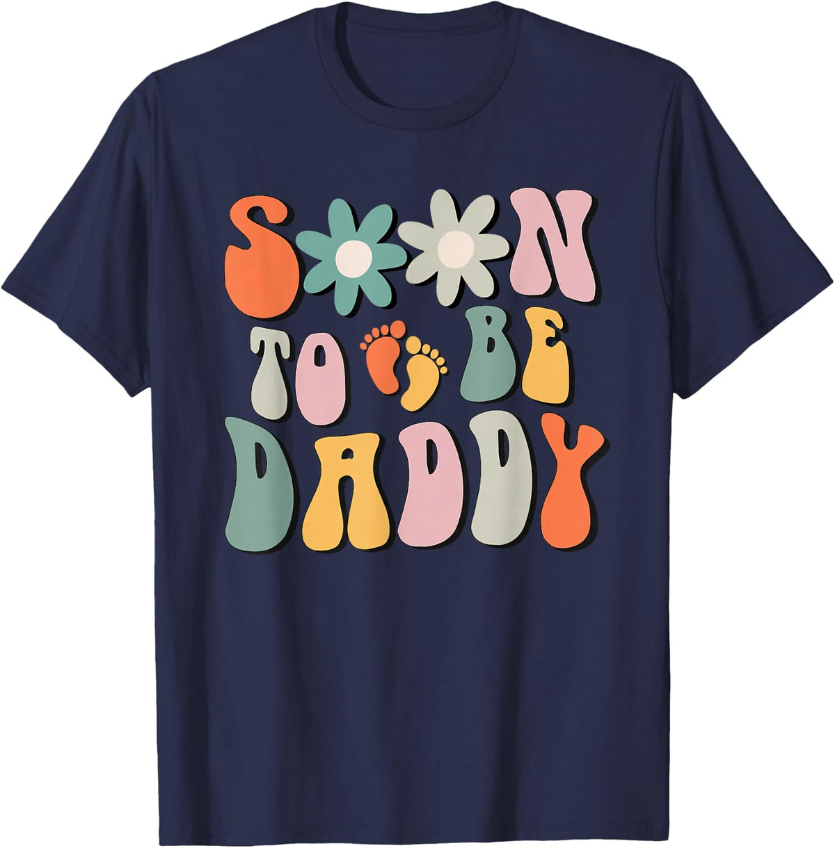 Soon to Be Daddy Gifts Pregnancy Announcement Dad to Be T-Shirt - Navy Blue