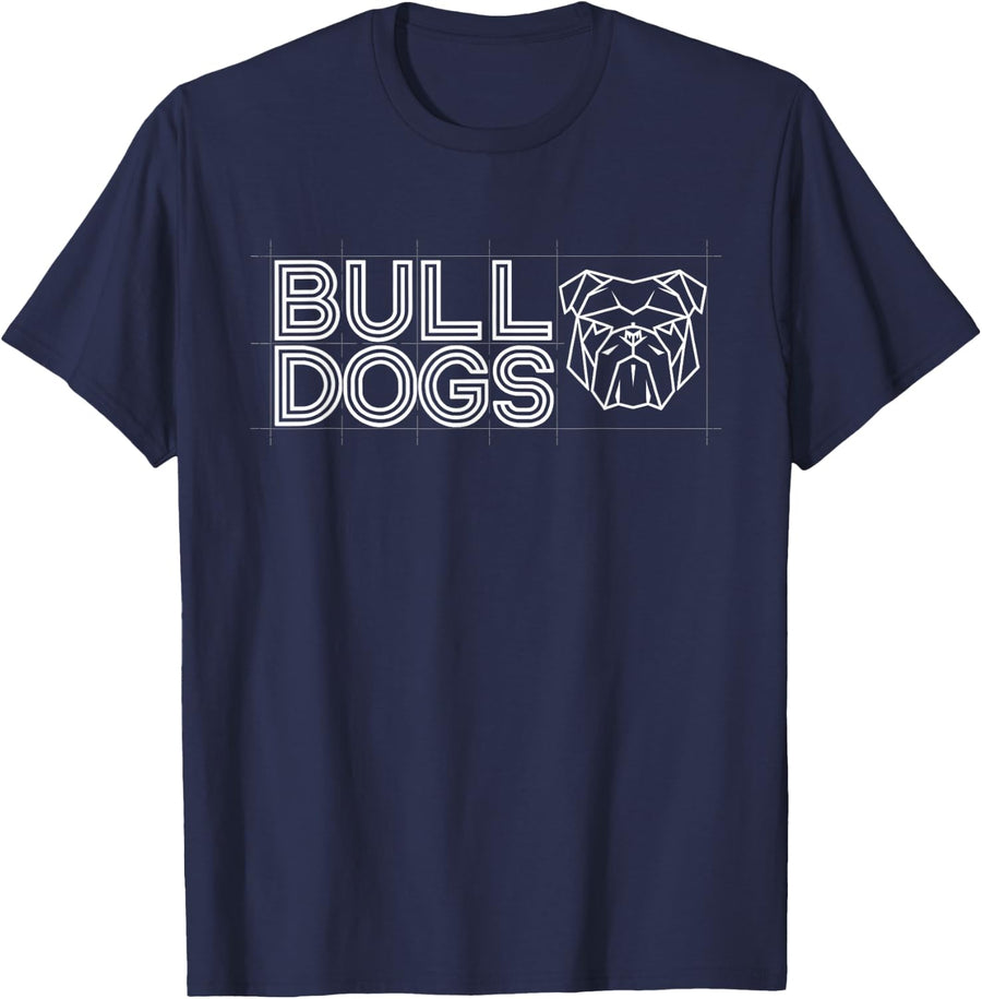 Bulldogs Tshirt Mascot Back to School Outfit Team Spirit T-Shirt - Navy Blue