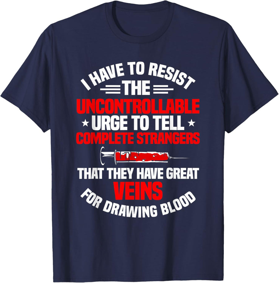 Phlebotomy Phlebotomist Syringe Needle Medical Technician T-Shirt - Navy Blue