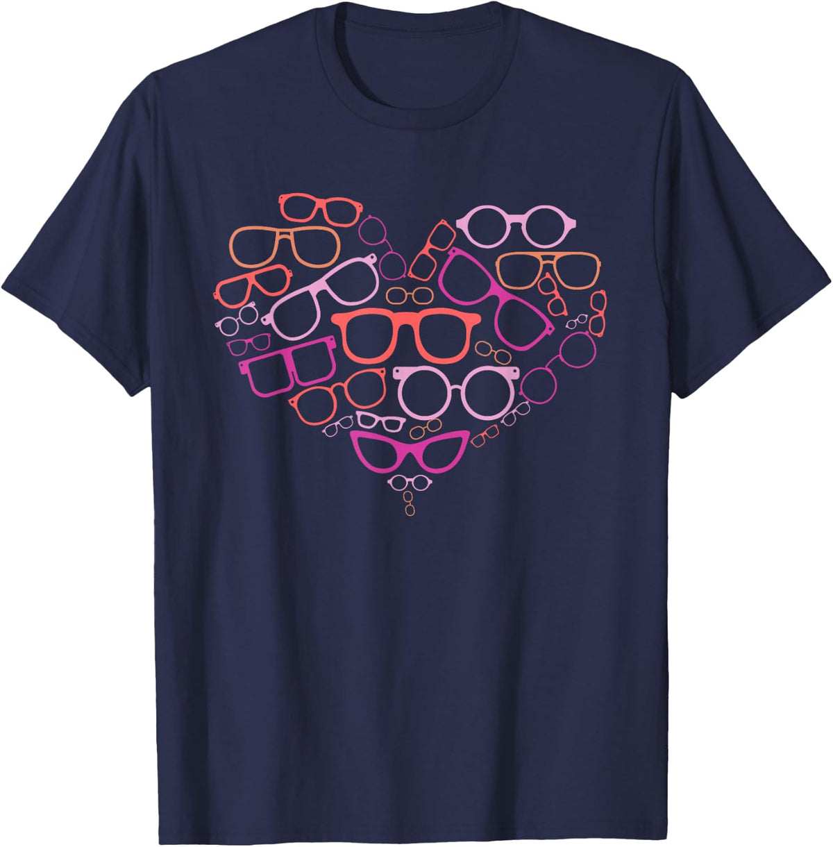 Optometrist Glasses Heart Apparel Optician Valentine's Day Tee T-Shirt - Navy Blue