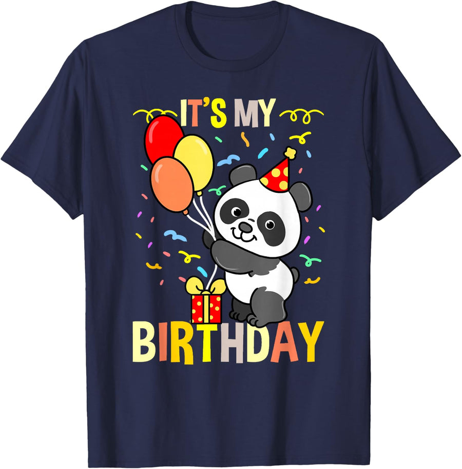 It's My Birthday Panda Tee Shirt Gift For Men Women Kids Birthday T-Shirt - Navy Blue