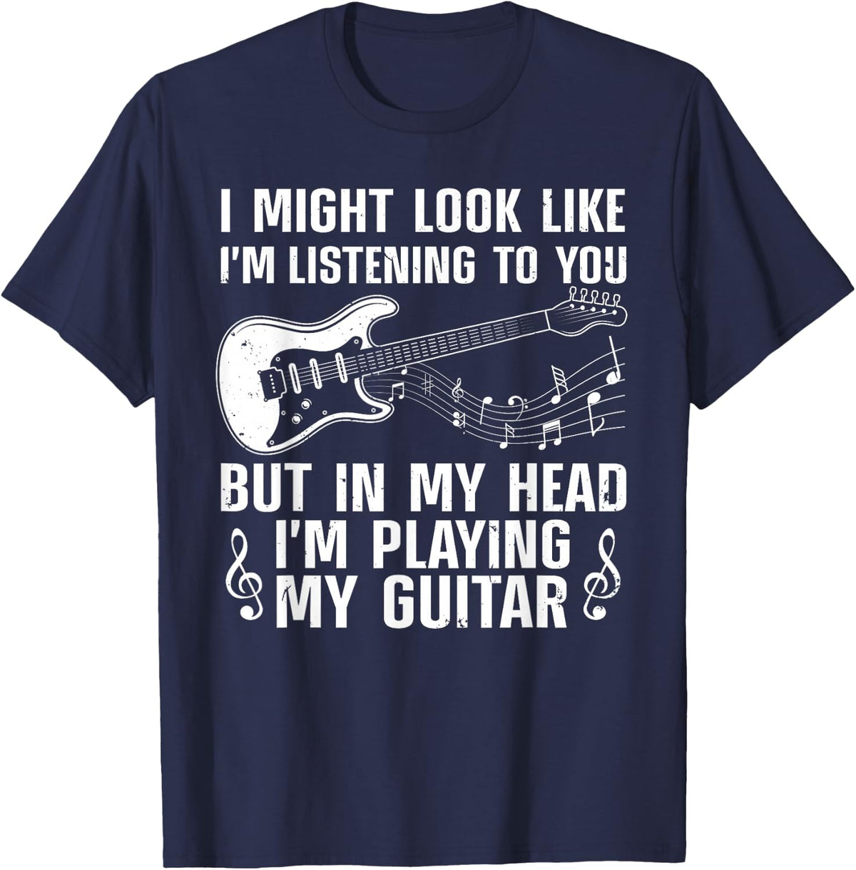 Funny Guitar Design For Men Women Guitarist Guitar Player T-Shirt - Navy Blue