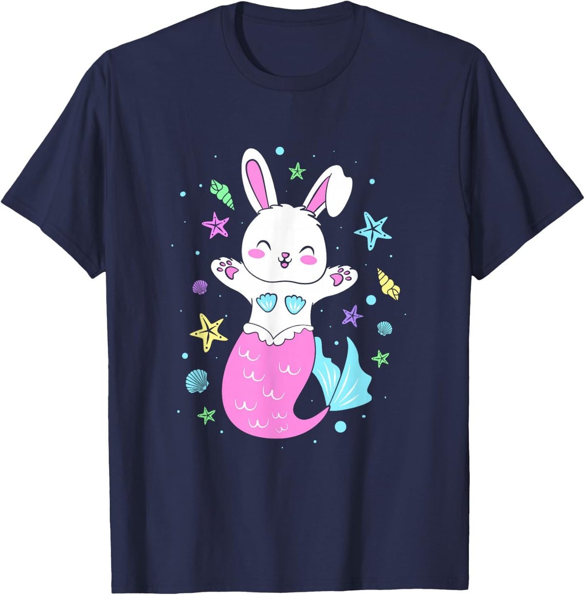 Cute Mermaid Mom Easter Bunny Mermaid Mommy T-Shirt - Navy Blue