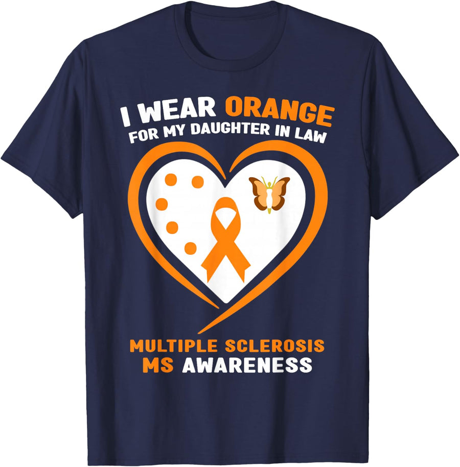 I Wear Orange For My Daughter in law Multiple Sclerosis T-Shirt - Navy Blue