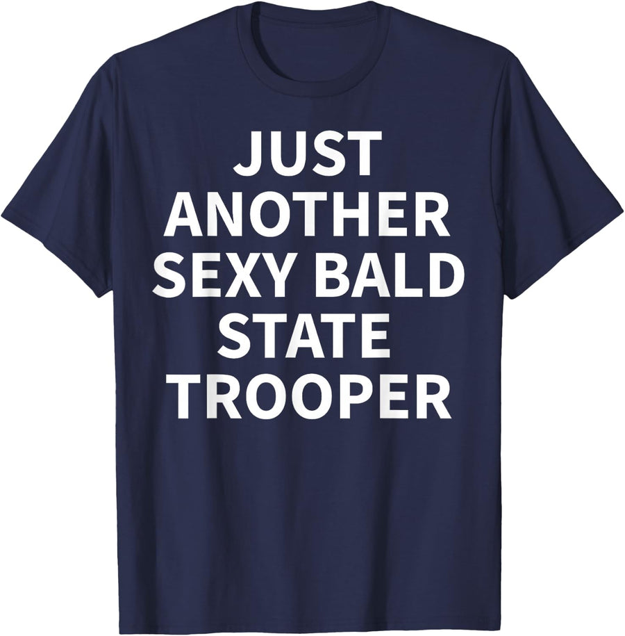 State Trooper Apparel | Funny Bald Troopers Design T-Shirt - Navy Blue