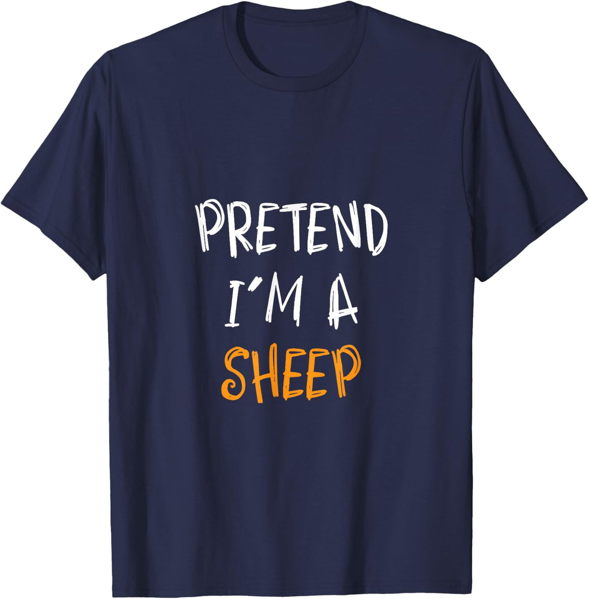 Pretend I'm A Sheep Funny Lazy Halloween Costume T-Shirt - Navy Blue