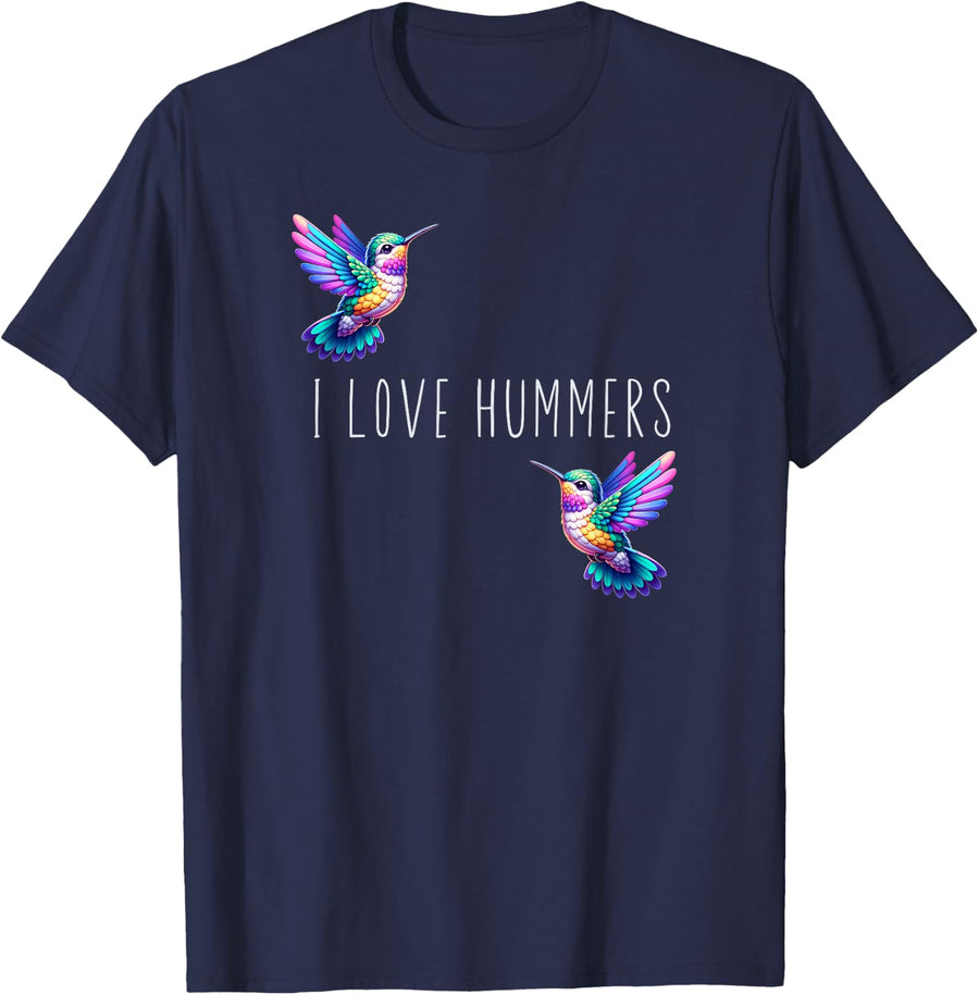 I Love Hummers Bird Colibri Hummingbird Women Men Kids T-Shirt - Navy Blue