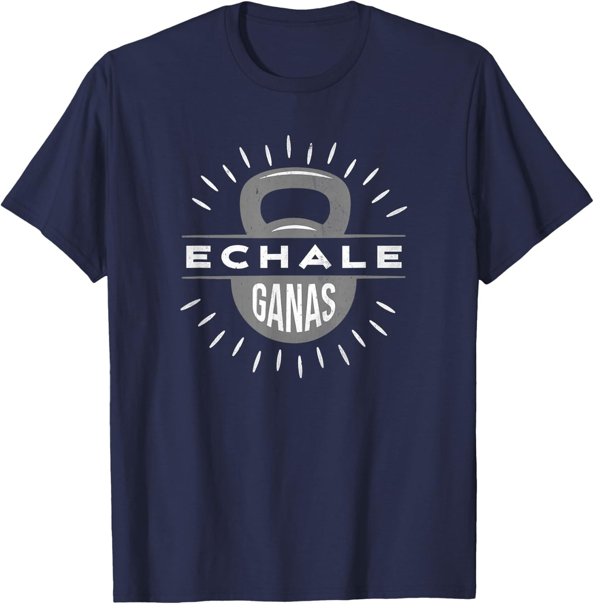 Echale Ganas kettlebell gym exercise weightlifting vintage T-Shirt - Navy Blue