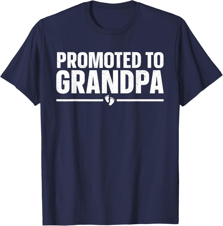 Cool Promoted To Grandpa Design For Grandfather New Grandpa T-Shirt - Navy Blue