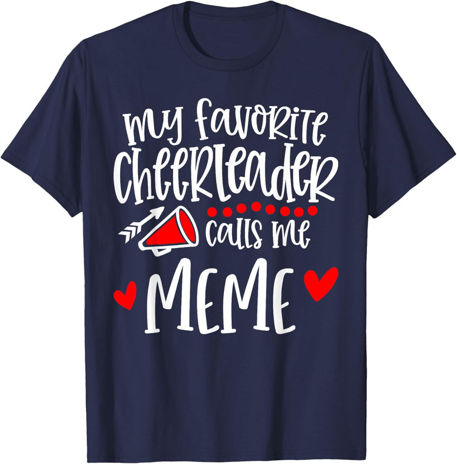 My Favorite Cheerleader Calls Me Meme Funny Cheerleading T-Shirt - Navy Blue