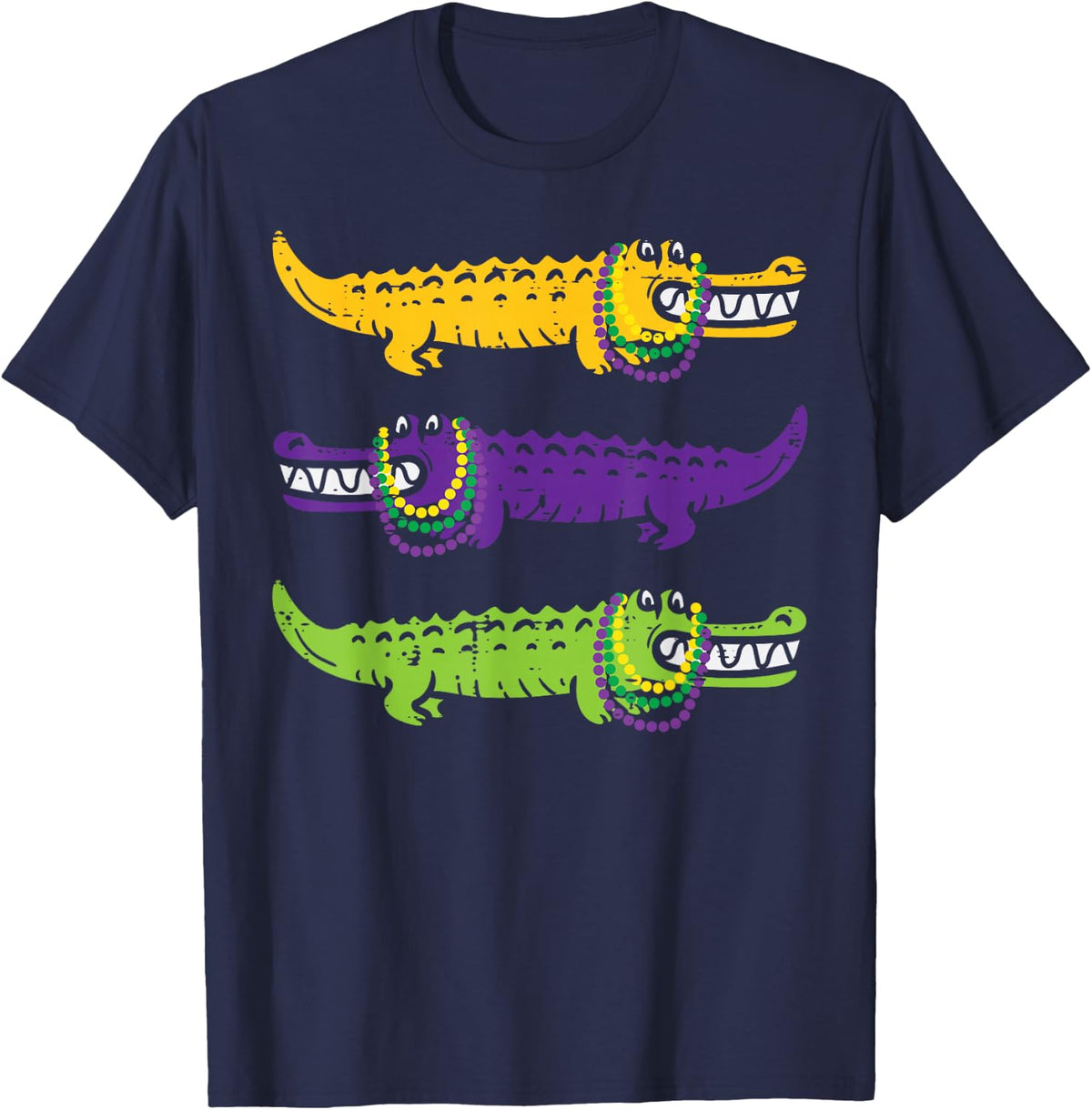 Aligator Crocodiles Louisiana Mardi Gras Women Men Kids T-Shirt Small - Navy Blue