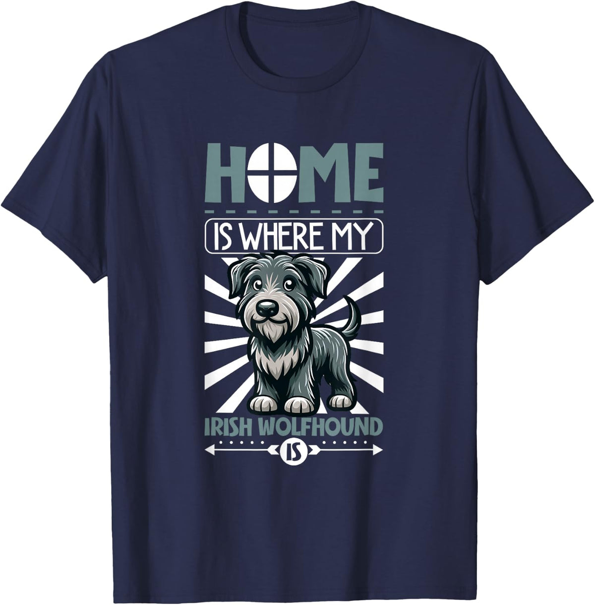 Home is with My Irish Wolfhound T-Shirt - Navy Blue