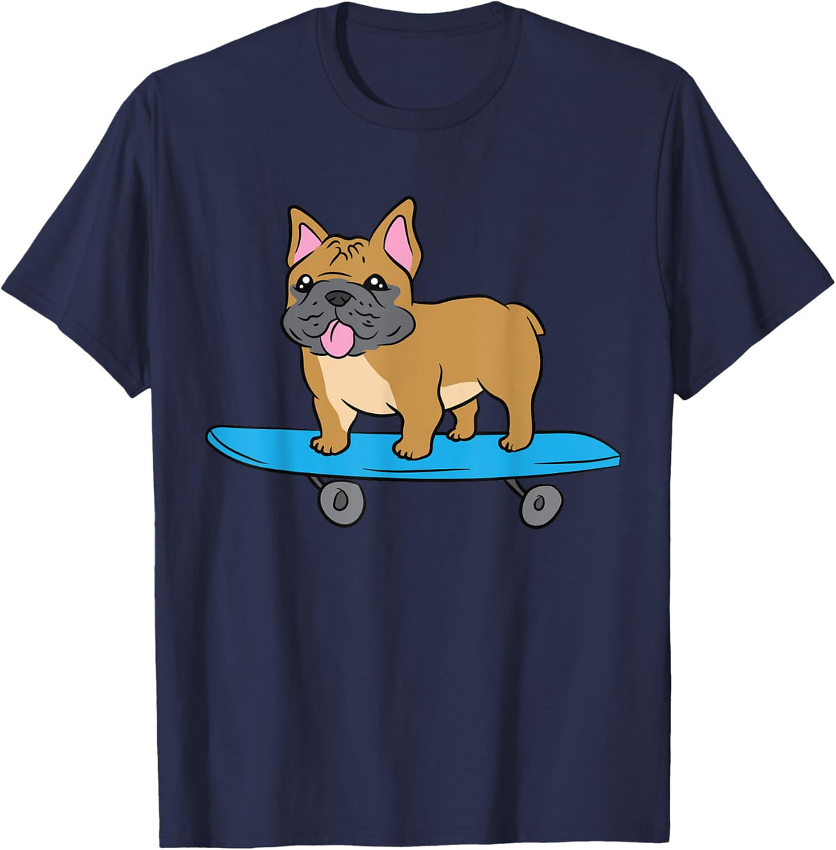 French Bulldog Skateboarding Dog Skater Bulldog Men Women Kids T-Shirt - Navy Blue