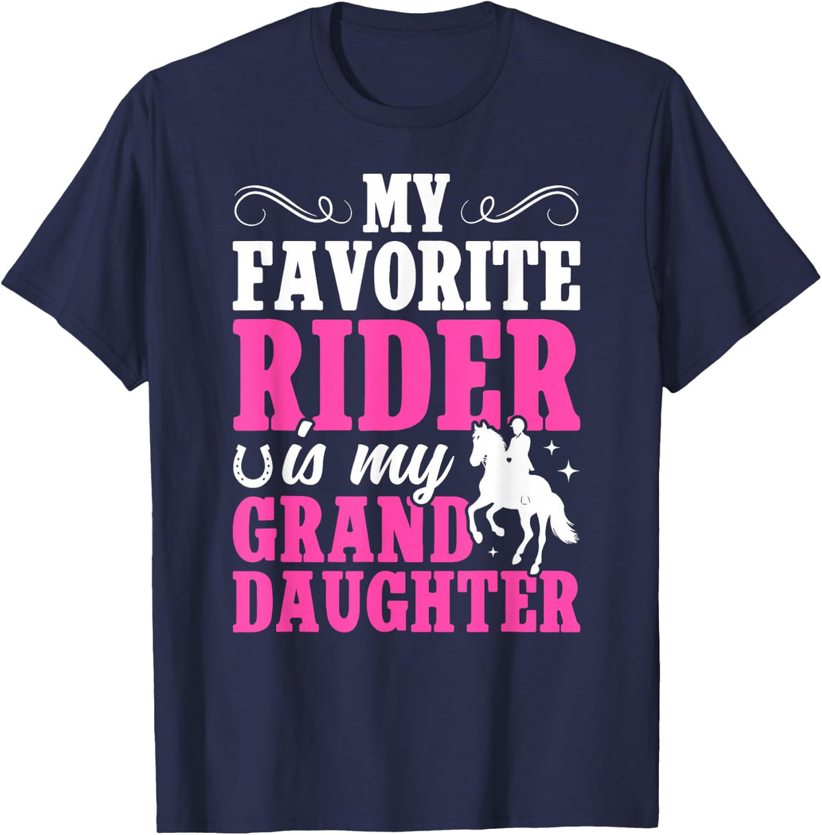 Proud Horse Show Grandma Equestrian Grandmother T-Shirt - Navy Blue