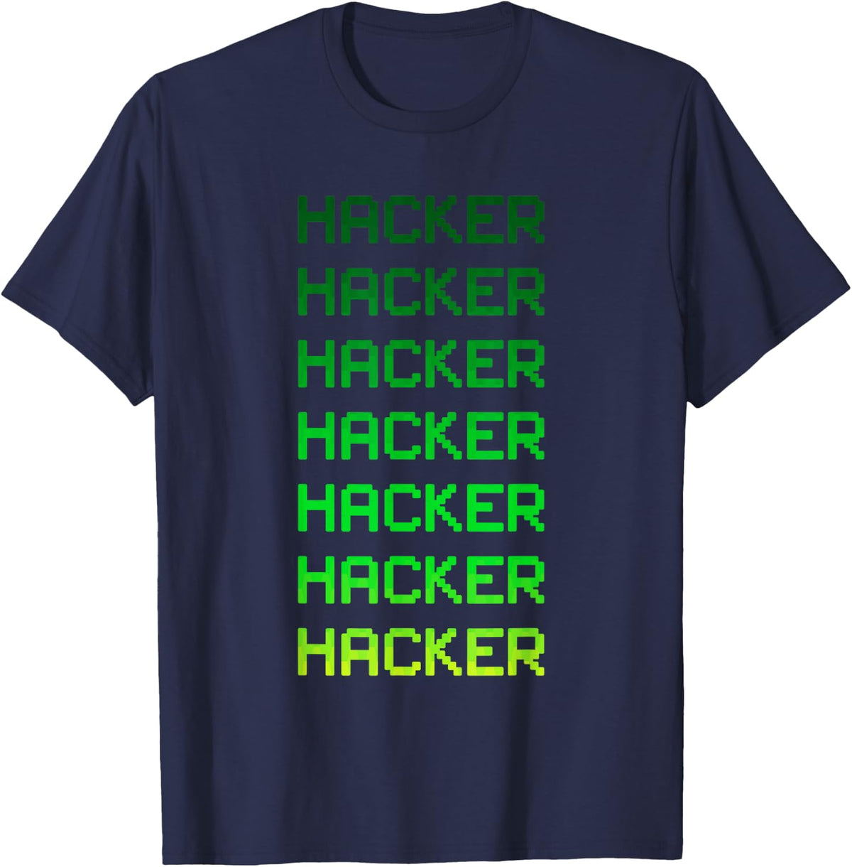 Hacker T-Shirt, Green Pixels T-Shirt - Navy Blue