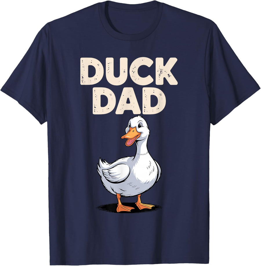 Funny Duck Dad Art for Men Boys Father Farmer Duck Dad T-Shirt - Navy Blue